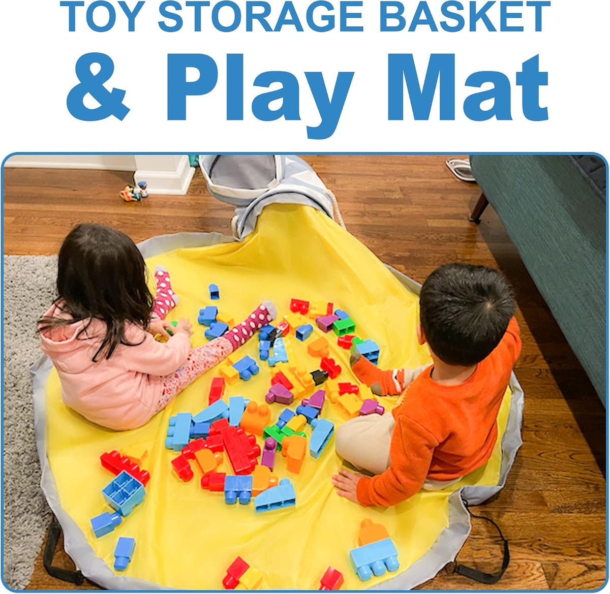 Toy Organizer with Playmat and Mesh Bags for Kids - Storage Bin for Boys & Girls Playroom - Container with Mat for Toddler Toys