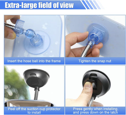 Universal Car Baby Mirror – 360° Adjustable Wide Angle Convex Rearview Mirror with Suction Cup for Rear-Facing Seats, HD Car Interior Safety Mirror for Viewing Backseat Passengers (1PC)