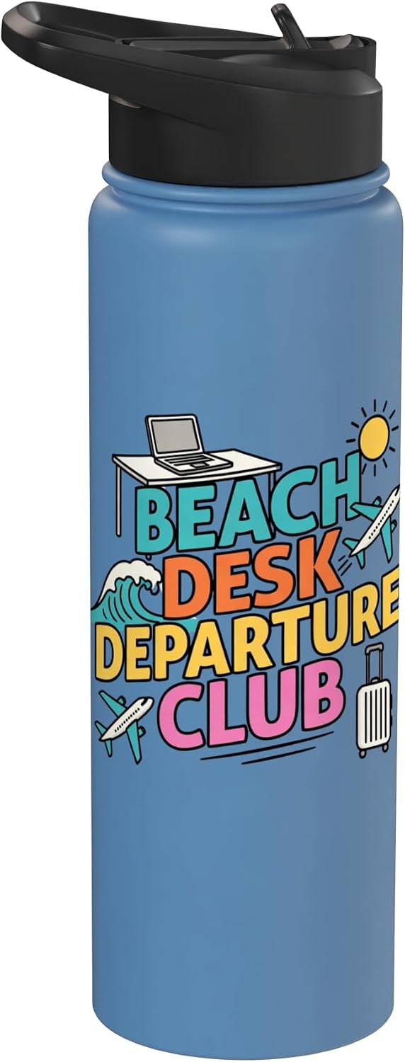 Beach Desk Departure Club Travel Work Lifestyle Stainless Steel Insulated Water Bottle