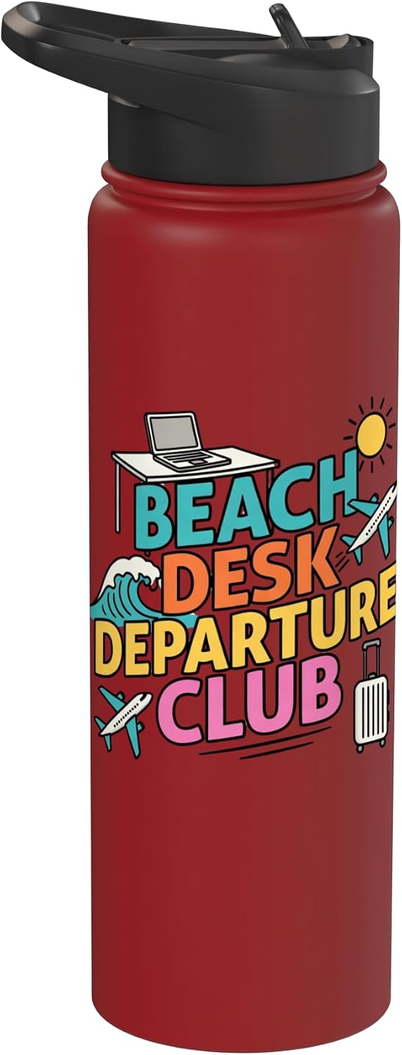 Beach Desk Departure Club Travel Work Lifestyle Stainless Steel Insulated Water Bottle