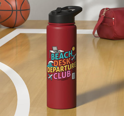Beach Desk Departure Club Travel Work Lifestyle Stainless Steel Insulated Water Bottle