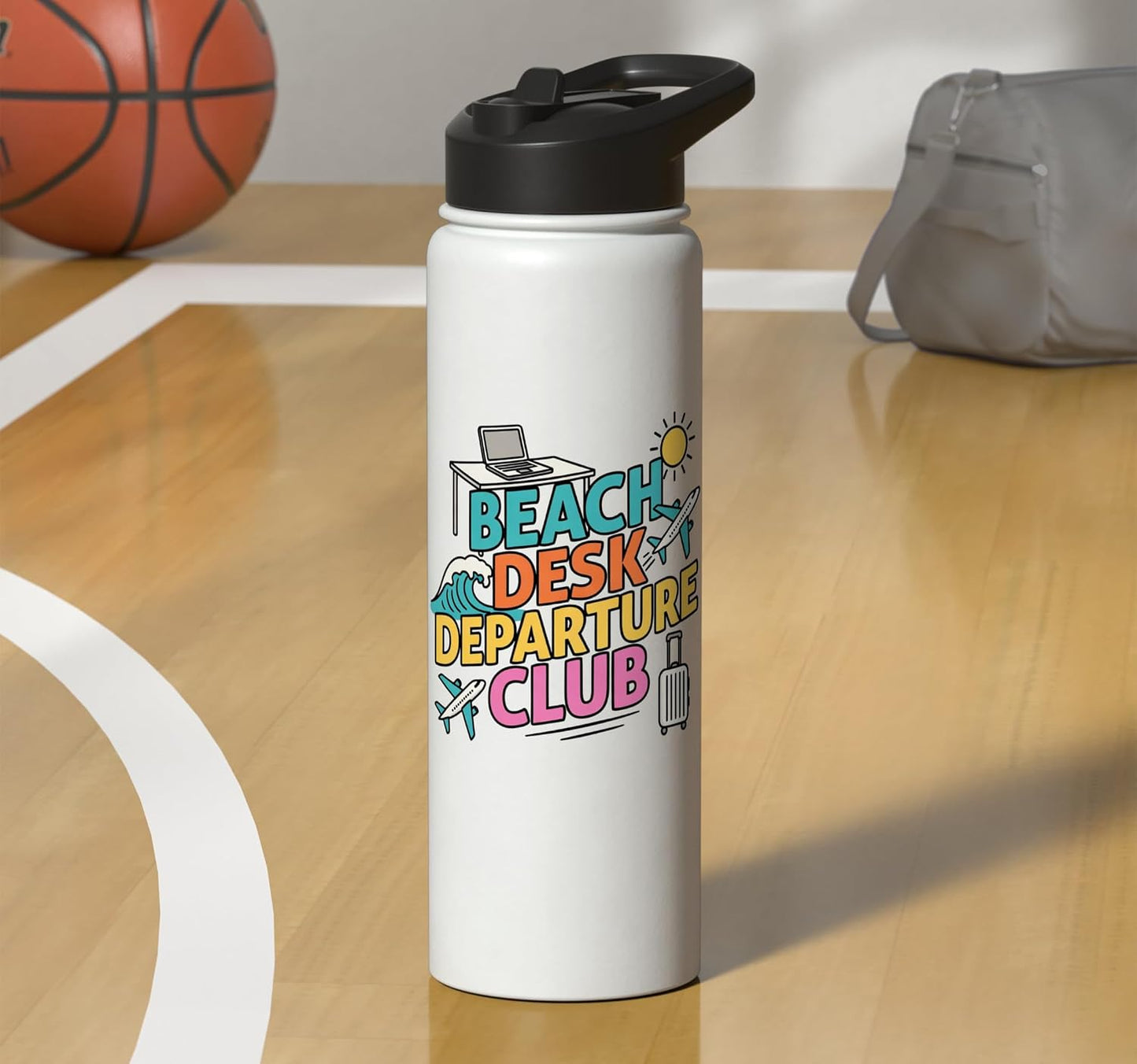 Beach Desk Departure Club Travel Work Lifestyle Stainless Steel Insulated Water Bottle