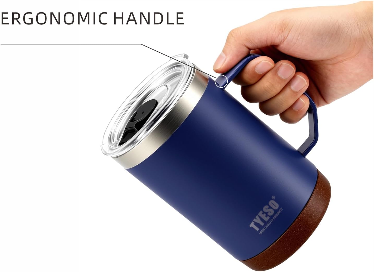 18 Oz Stainless Steel Purple Coffee Mug with Handle and Lid – Double Wall Vacuum Insulated Travel Cup for Hot & Cold Drinks – Durable Metal Coffee Tumbler for Home, Office & Camping