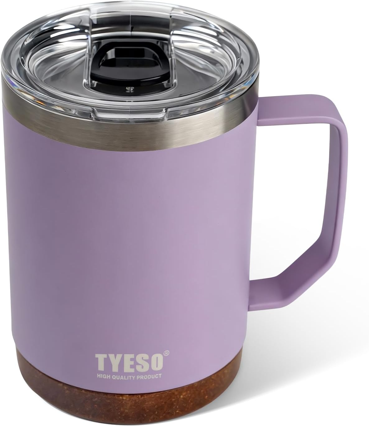 18 Oz Stainless Steel Purple Coffee Mug with Handle and Lid – Double Wall Vacuum Insulated Travel Cup for Hot & Cold Drinks – Durable Metal Coffee Tumbler for Home, Office & Camping