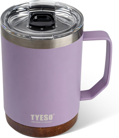 18 Oz Stainless Steel Purple Coffee Mug with Handle and Lid – Double Wall Vacuum Insulated Travel Cup for Hot & Cold Drinks – Durable Metal Coffee Tumbler for Home, Office & Camping