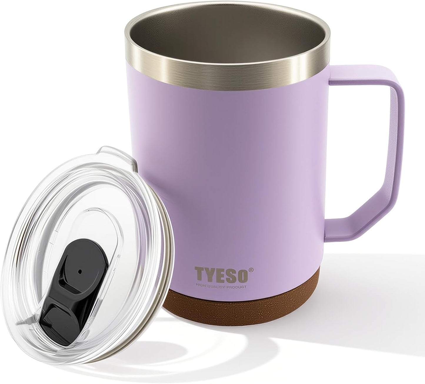 18 Oz Stainless Steel Purple Coffee Mug with Handle and Lid – Double Wall Vacuum Insulated Travel Cup for Hot & Cold Drinks – Durable Metal Coffee Tumbler for Home, Office & Camping