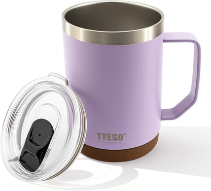18 Oz Stainless Steel Purple Coffee Mug with Handle and Lid – Double Wall Vacuum Insulated Travel Cup for Hot & Cold Drinks – Durable Metal Coffee Tumbler for Home, Office & Camping