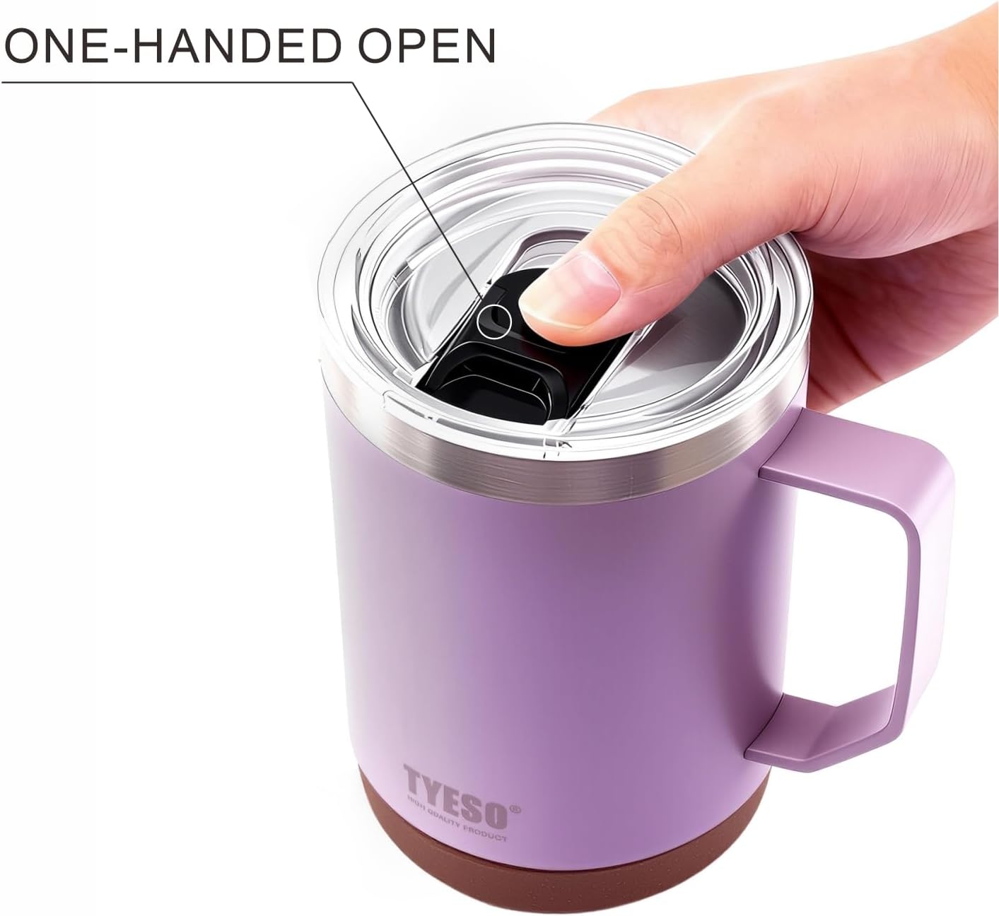 18 Oz Stainless Steel Purple Coffee Mug with Handle and Lid – Double Wall Vacuum Insulated Travel Cup for Hot & Cold Drinks – Durable Metal Coffee Tumbler for Home, Office & Camping