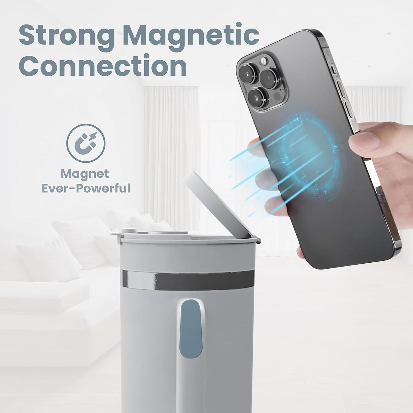 40 oz Tumbler with Handle and Straw Magnetic Phone Holder Tripod Lid - Insulated Stainless Steel Leak Proof Spill Proof Water Tumbler for Men and Women Cup for Gym Office Work Travel (White)