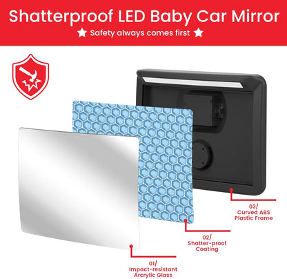 LED Baby Car Mirror with Light & Remote Control