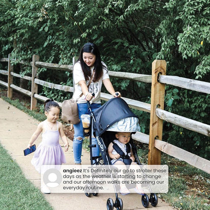 Jeep PowerGlyde Plus Stroller Lightweight Travel Stroller with Smoothest Ride, Aluminum Frame, 4-Position Recline, Extra Large Storage Basket, Black