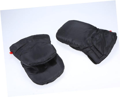 Windproof Winter Stroller Gloves Thick Hand Muffs for Parents Outdoor Cold Weather Protection Black