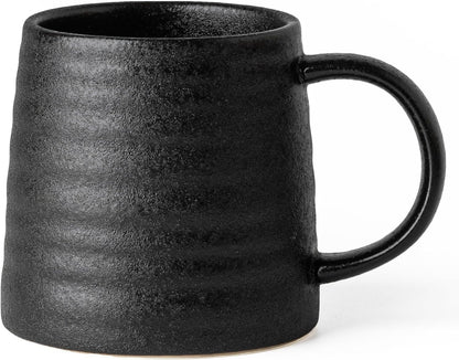 15.5oz Large Heavyweight Ceramic Mug, Reactive (Blue-Black) | 15.5oz Medium-Large, Heavy Weighted Stoneware, Reactive Transmutation Glaze, Microwave & Dishwasher Safe, Gift Box