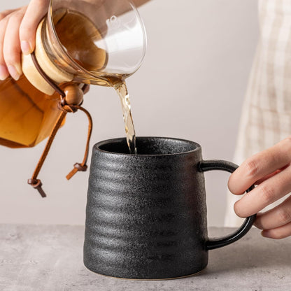 15.5oz Large Heavyweight Ceramic Mug, Reactive (Blue-Black) | 15.5oz Medium-Large, Heavy Weighted Stoneware, Reactive Transmutation Glaze, Microwave & Dishwasher Safe, Gift Box