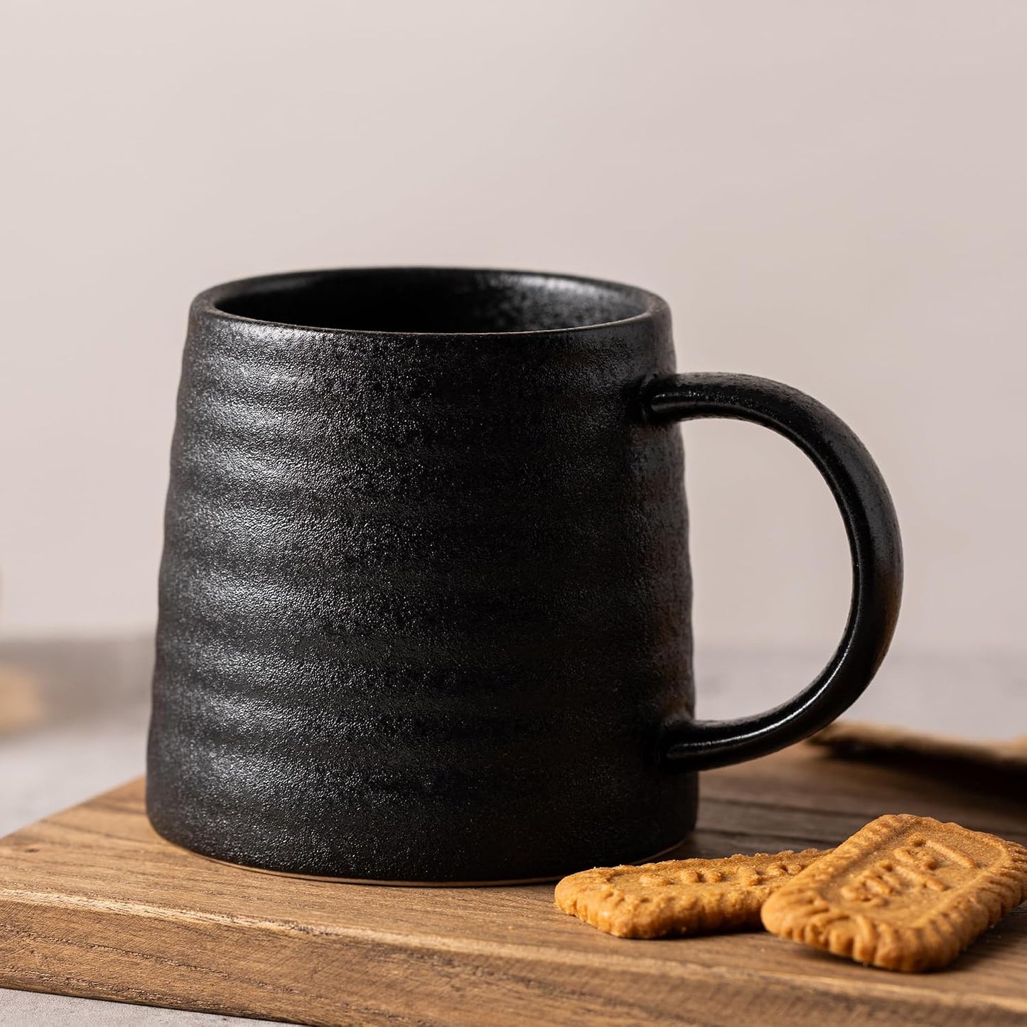 15.5oz Large Heavyweight Ceramic Mug, Reactive (Blue-Black) | 15.5oz Medium-Large, Heavy Weighted Stoneware, Reactive Transmutation Glaze, Microwave & Dishwasher Safe, Gift Box