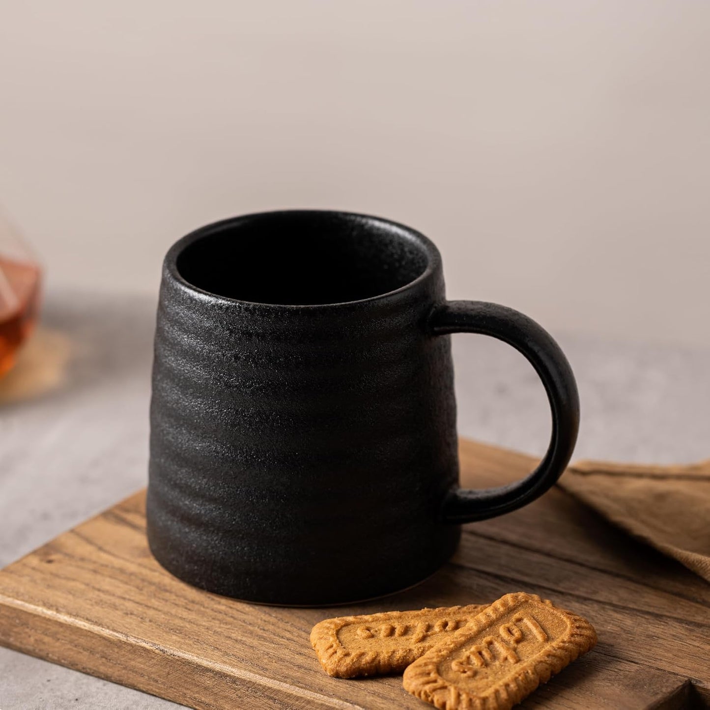 15.5oz Large Heavyweight Ceramic Mug, Reactive (Blue-Black) | 15.5oz Medium-Large, Heavy Weighted Stoneware, Reactive Transmutation Glaze, Microwave & Dishwasher Safe, Gift Box