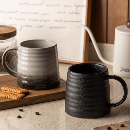 15.5oz Large Heavyweight Ceramic Mug, Reactive (Blue-Black) | 15.5oz Medium-Large, Heavy Weighted Stoneware, Reactive Transmutation Glaze, Microwave & Dishwasher Safe, Gift Box