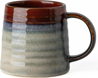 15.5oz Large Heavyweight Ceramic Mug, Reactive (Blue-Black) | 15.5oz Medium-Large, Heavy Weighted Stoneware, Reactive Transmutation Glaze, Microwave & Dishwasher Safe, Gift Box