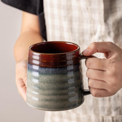15.5oz Large Heavyweight Ceramic Mug, Reactive (Blue-Black) | 15.5oz Medium-Large, Heavy Weighted Stoneware, Reactive Transmutation Glaze, Microwave & Dishwasher Safe, Gift Box
