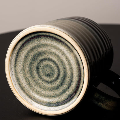 15.5oz Large Heavyweight Ceramic Mug, Reactive (Blue-Black) | 15.5oz Medium-Large, Heavy Weighted Stoneware, Reactive Transmutation Glaze, Microwave & Dishwasher Safe, Gift Box