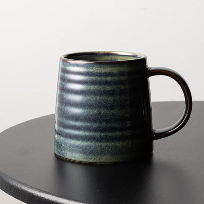 15.5oz Large Heavyweight Ceramic Mug, Reactive (Blue-Black) | 15.5oz Medium-Large, Heavy Weighted Stoneware, Reactive Transmutation Glaze, Microwave & Dishwasher Safe, Gift Box