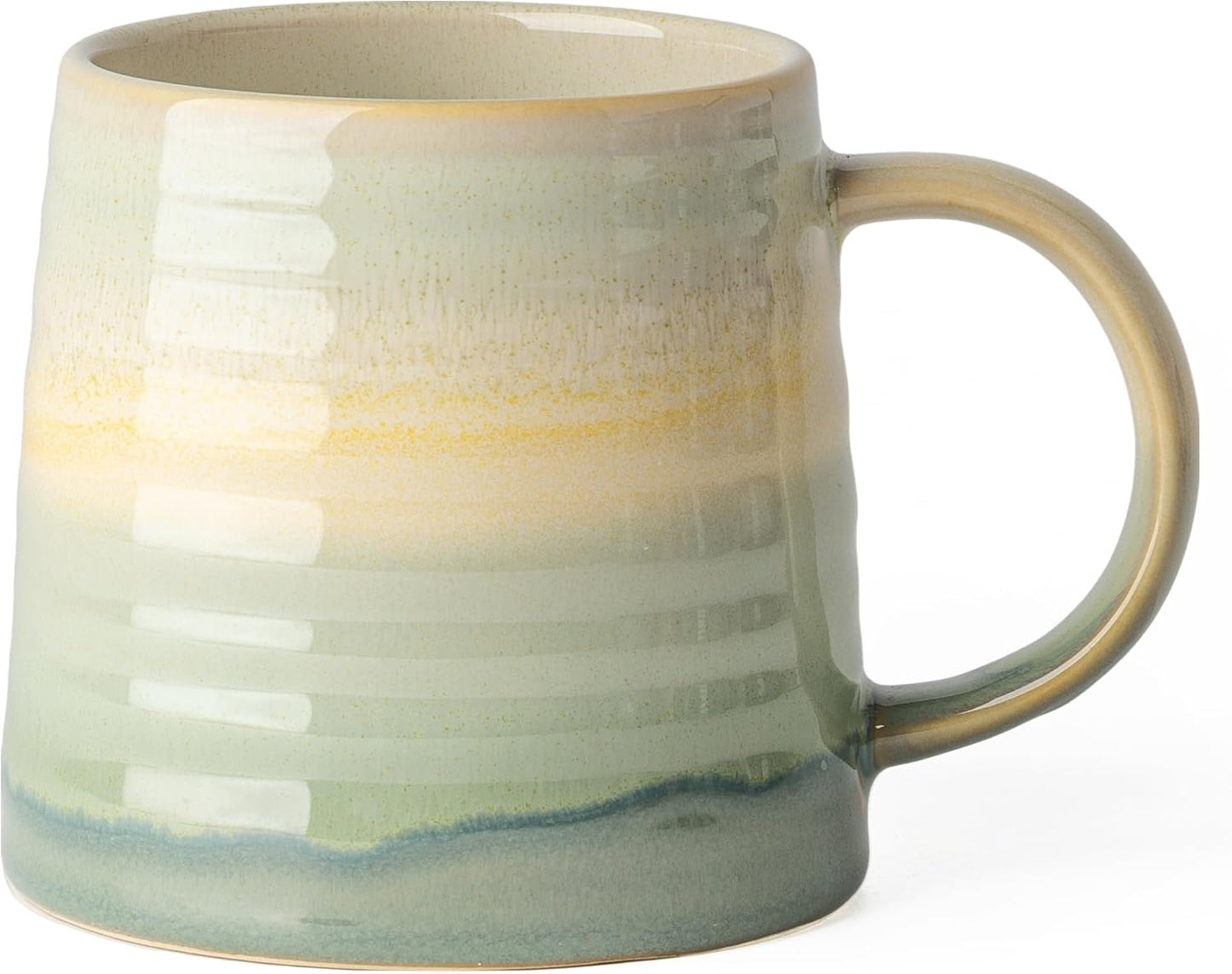 15.5oz Large Heavyweight Ceramic Mug, Reactive (Blue-Black) | 15.5oz Medium-Large, Heavy Weighted Stoneware, Reactive Transmutation Glaze, Microwave & Dishwasher Safe, Gift Box