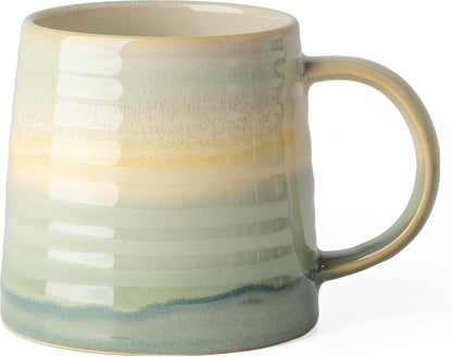 15.5oz Large Heavyweight Ceramic Mug, Reactive (Blue-Black) | 15.5oz Medium-Large, Heavy Weighted Stoneware, Reactive Transmutation Glaze, Microwave & Dishwasher Safe, Gift Box