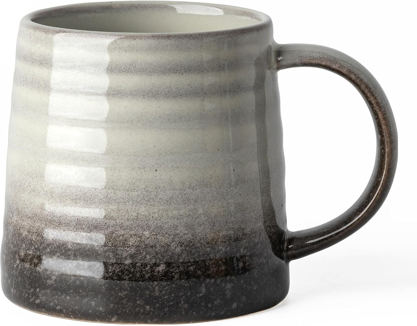 15.5oz Large Heavyweight Ceramic Mug, Reactive (Blue-Black) | 15.5oz Medium-Large, Heavy Weighted Stoneware, Reactive Transmutation Glaze, Microwave & Dishwasher Safe, Gift Box