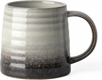 15.5oz Large Heavyweight Ceramic Mug, Reactive (Blue-Black) | 15.5oz Medium-Large, Heavy Weighted Stoneware, Reactive Transmutation Glaze, Microwave & Dishwasher Safe, Gift Box