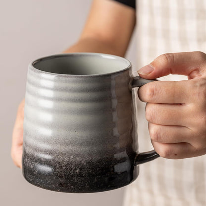 15.5oz Large Heavyweight Ceramic Mug, Reactive (Blue-Black) | 15.5oz Medium-Large, Heavy Weighted Stoneware, Reactive Transmutation Glaze, Microwave & Dishwasher Safe, Gift Box