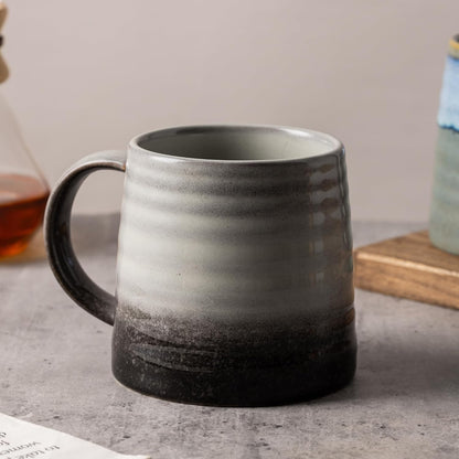 15.5oz Large Heavyweight Ceramic Mug, Reactive (Blue-Black) | 15.5oz Medium-Large, Heavy Weighted Stoneware, Reactive Transmutation Glaze, Microwave & Dishwasher Safe, Gift Box