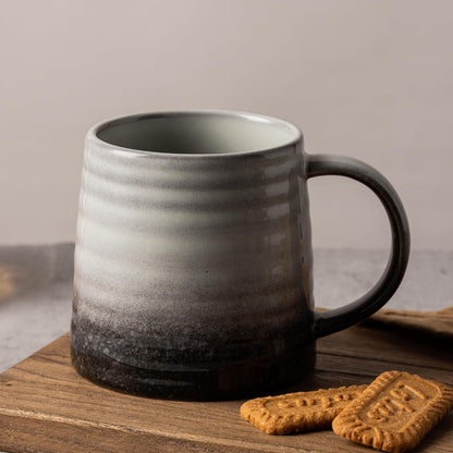 15.5oz Large Heavyweight Ceramic Mug, Reactive (Blue-Black) | 15.5oz Medium-Large, Heavy Weighted Stoneware, Reactive Transmutation Glaze, Microwave & Dishwasher Safe, Gift Box