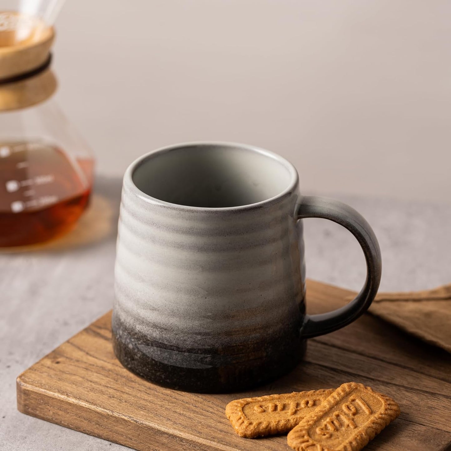 15.5oz Large Heavyweight Ceramic Mug, Reactive (Blue-Black) | 15.5oz Medium-Large, Heavy Weighted Stoneware, Reactive Transmutation Glaze, Microwave & Dishwasher Safe, Gift Box