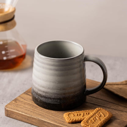 15.5oz Large Heavyweight Ceramic Mug, Reactive (Blue-Black) | 15.5oz Medium-Large, Heavy Weighted Stoneware, Reactive Transmutation Glaze, Microwave & Dishwasher Safe, Gift Box
