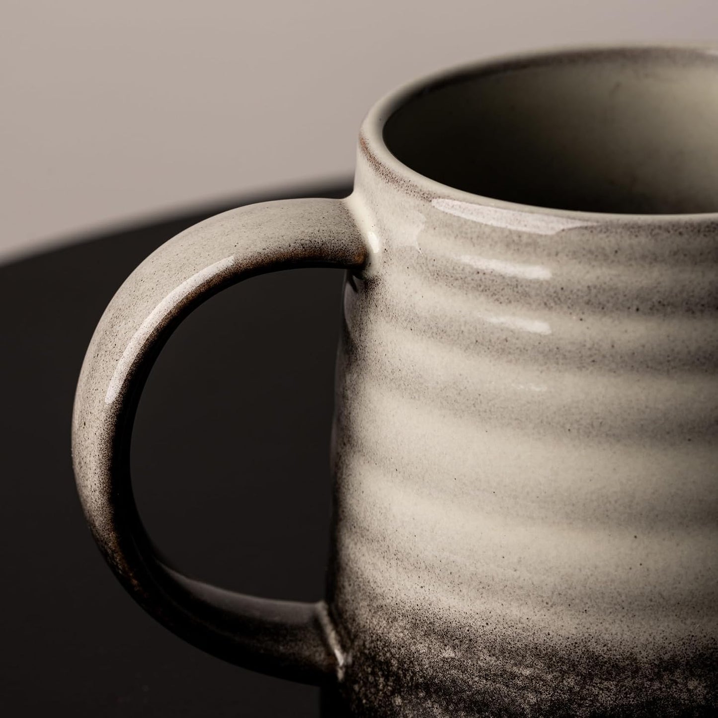 15.5oz Large Heavyweight Ceramic Mug, Reactive (Blue-Black) | 15.5oz Medium-Large, Heavy Weighted Stoneware, Reactive Transmutation Glaze, Microwave & Dishwasher Safe, Gift Box
