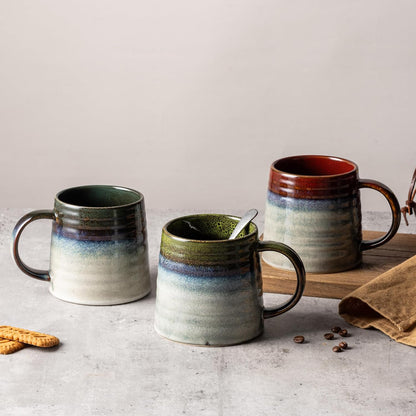 15.5oz Large Heavyweight Ceramic Mug, Reactive (Blue-Black) | 15.5oz Medium-Large, Heavy Weighted Stoneware, Reactive Transmutation Glaze, Microwave & Dishwasher Safe, Gift Box