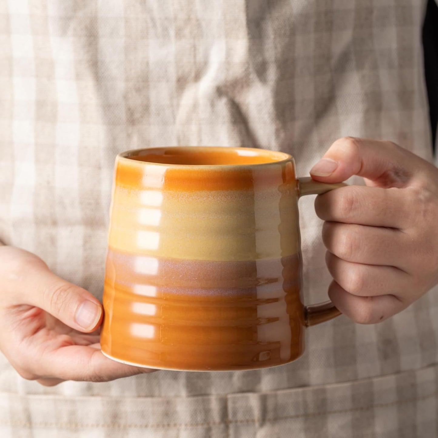 15.5oz Large Heavyweight Ceramic Mug, Reactive (Blue-Black) | 15.5oz Medium-Large, Heavy Weighted Stoneware, Reactive Transmutation Glaze, Microwave & Dishwasher Safe, Gift Box