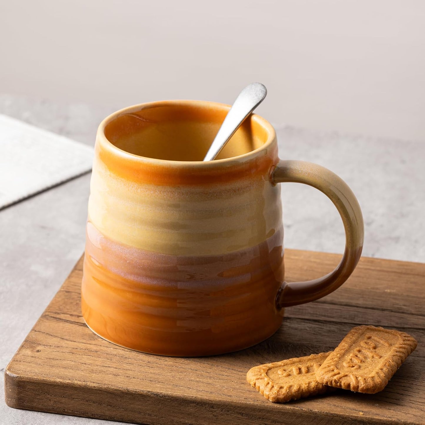 15.5oz Large Heavyweight Ceramic Mug, Reactive (Blue-Black) | 15.5oz Medium-Large, Heavy Weighted Stoneware, Reactive Transmutation Glaze, Microwave & Dishwasher Safe, Gift Box