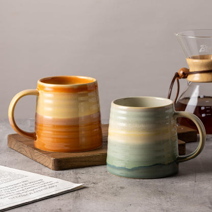 15.5oz Large Heavyweight Ceramic Mug, Reactive (Blue-Black) | 15.5oz Medium-Large, Heavy Weighted Stoneware, Reactive Transmutation Glaze, Microwave & Dishwasher Safe, Gift Box