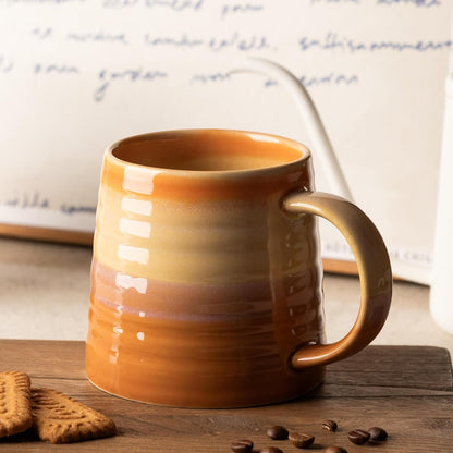 15.5oz Large Heavyweight Ceramic Mug, Reactive (Blue-Black) | 15.5oz Medium-Large, Heavy Weighted Stoneware, Reactive Transmutation Glaze, Microwave & Dishwasher Safe, Gift Box