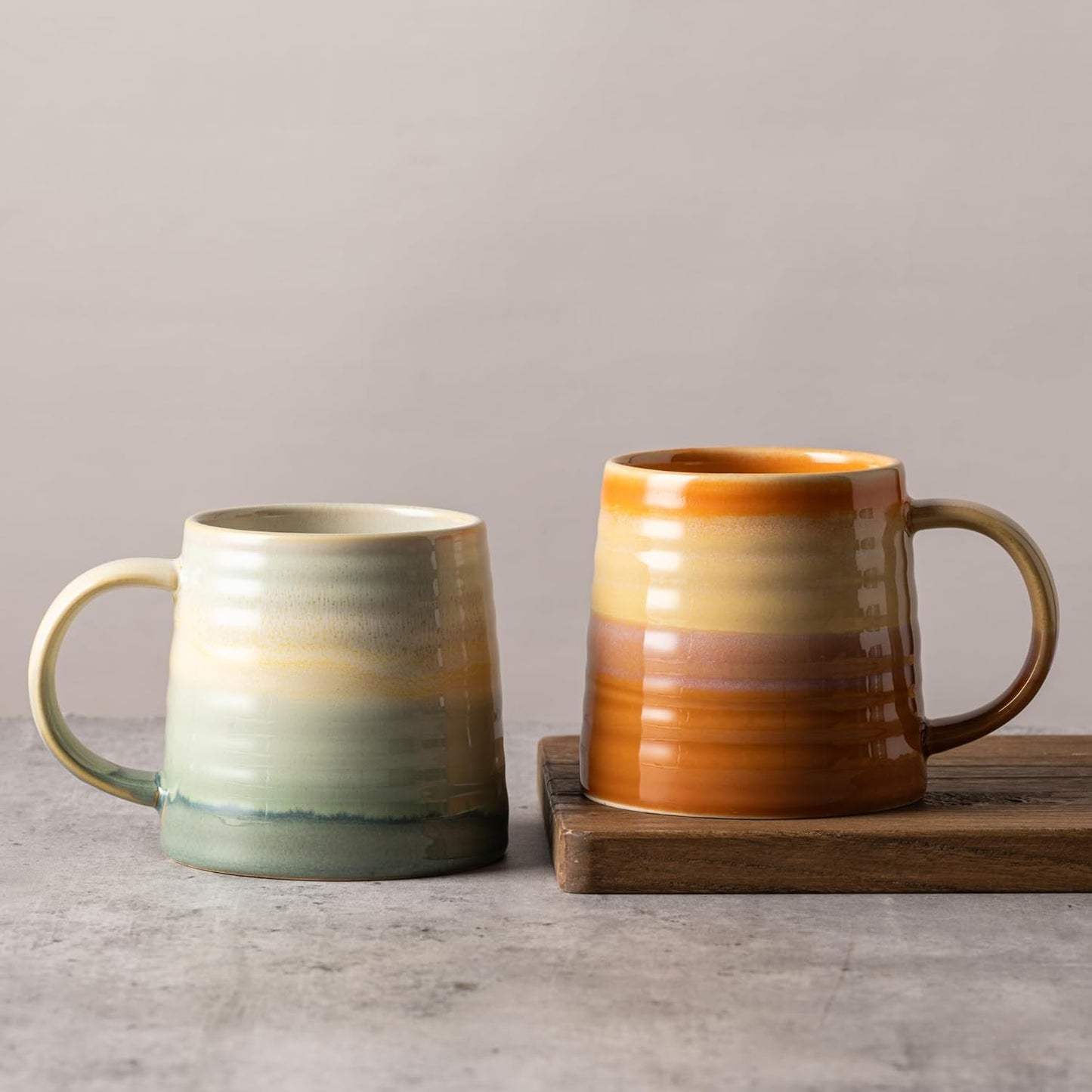 15.5oz Large Heavyweight Ceramic Mug, Reactive (Blue-Black) | 15.5oz Medium-Large, Heavy Weighted Stoneware, Reactive Transmutation Glaze, Microwave & Dishwasher Safe, Gift Box