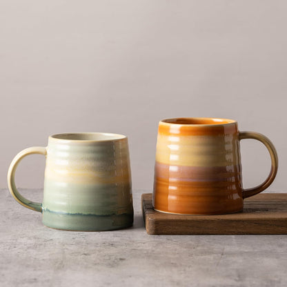 15.5oz Large Heavyweight Ceramic Mug, Reactive (Blue-Black) | 15.5oz Medium-Large, Heavy Weighted Stoneware, Reactive Transmutation Glaze, Microwave & Dishwasher Safe, Gift Box