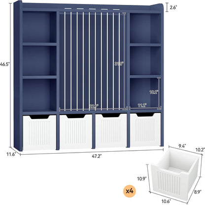 3-in-1 Toy & Stuffed Animal Storage, 4 Movable Toy Chest, White