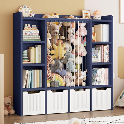 3-in-1 Toy & Stuffed Animal Storage, 4 Movable Toy Chest, White