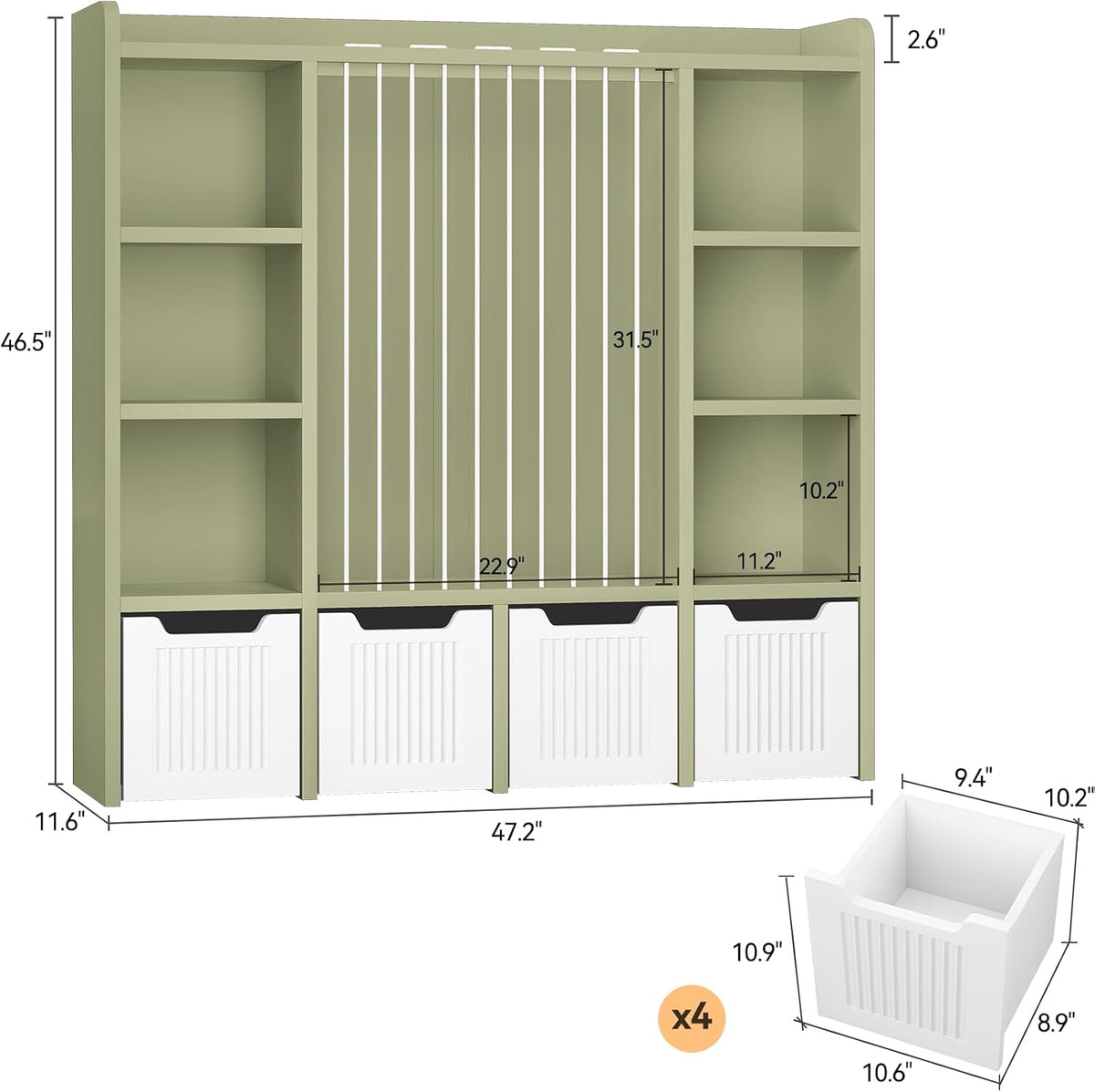 3-in-1 Toy & Stuffed Animal Storage, 4 Movable Toy Chest, White