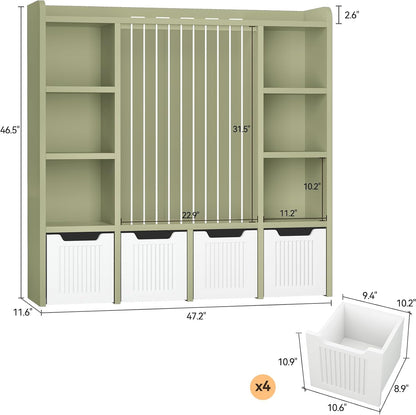 3-in-1 Toy & Stuffed Animal Storage, 4 Movable Toy Chest, White