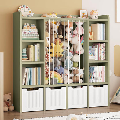 3-in-1 Toy & Stuffed Animal Storage, 4 Movable Toy Chest, White