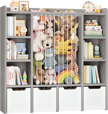 3-in-1 Toy & Stuffed Animal Storage, 4 Movable Toy Chest, White