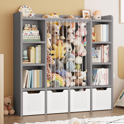 3-in-1 Toy & Stuffed Animal Storage, 4 Movable Toy Chest, White