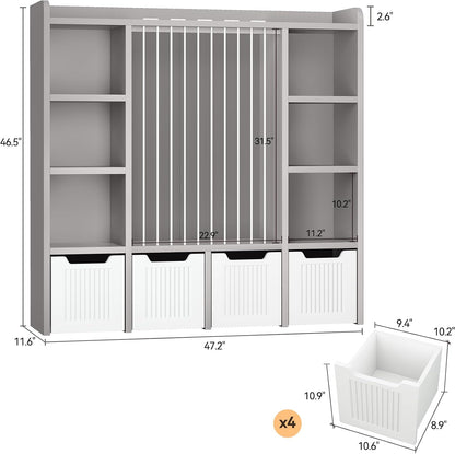 3-in-1 Toy & Stuffed Animal Storage, 4 Movable Toy Chest, White